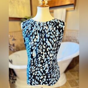 Calvin Klein Black and Blue Sleeveless Blouse medium